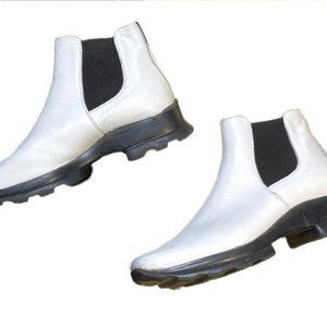 White Leather Chelsea Boots